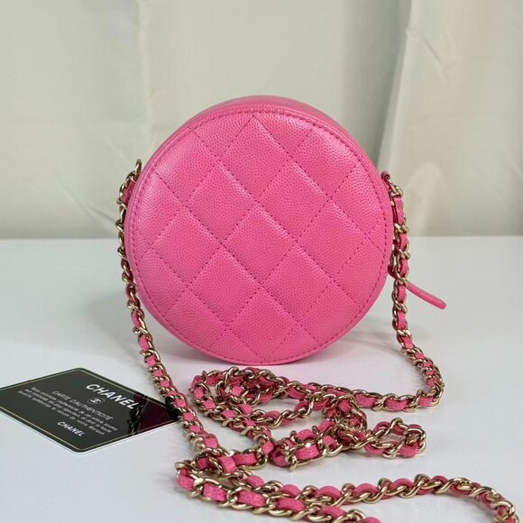 Chanel Pink Leather Round Shoulder Bag Crossbody - Picture 4 of 8